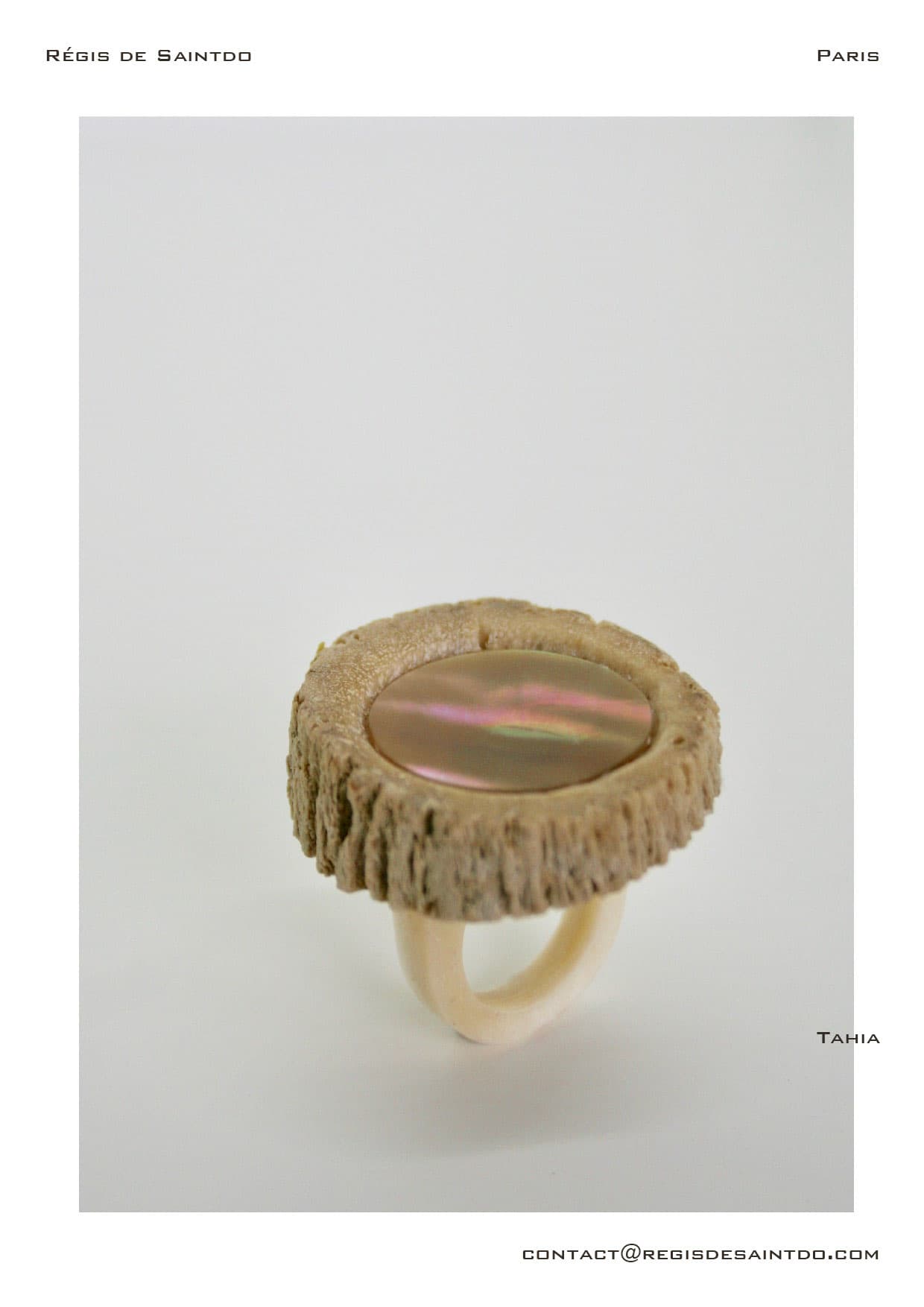 Bague Tahia — cornillon, os, nacre