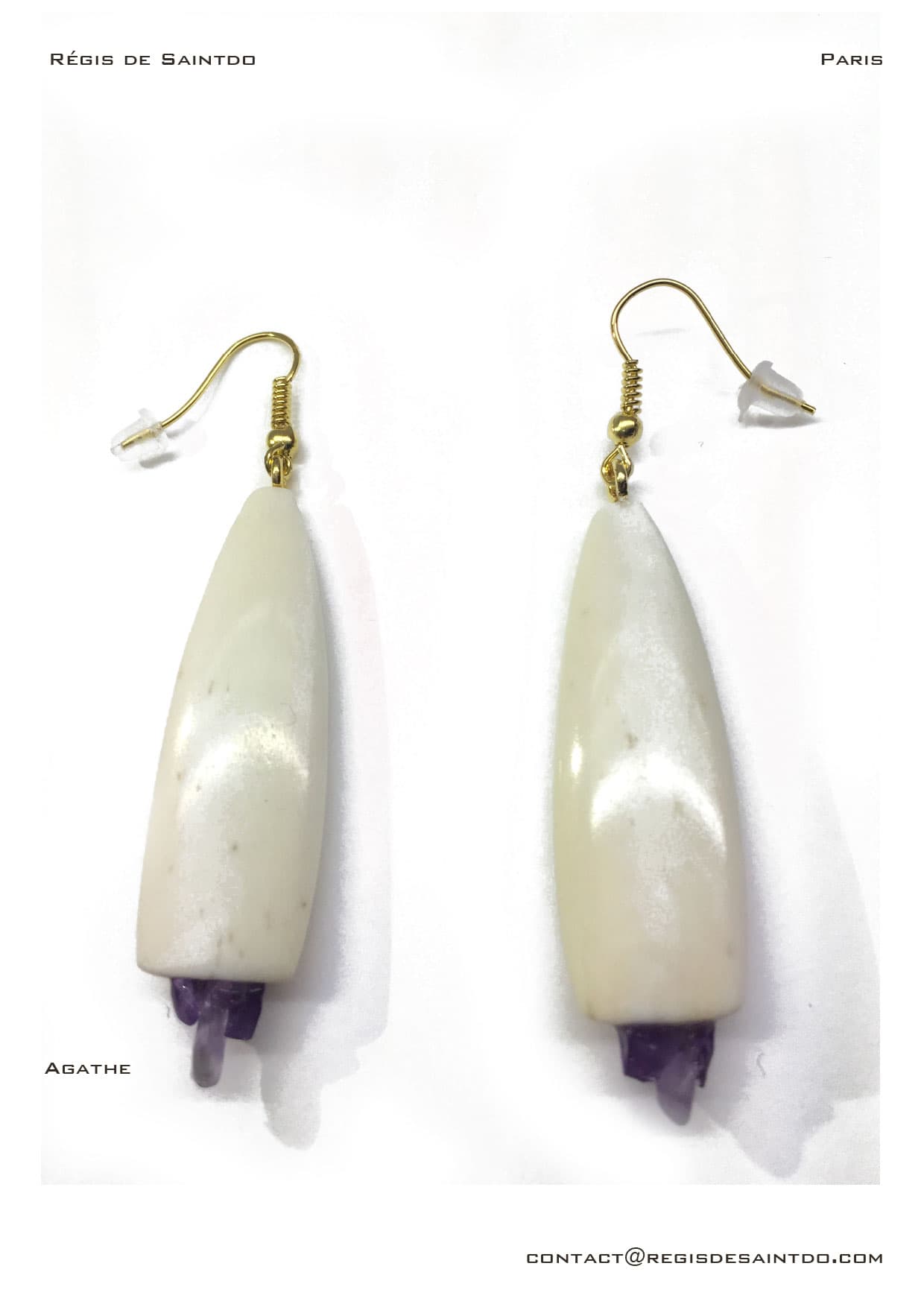 Boucles d'oreilles Agathe — os, améthyste
