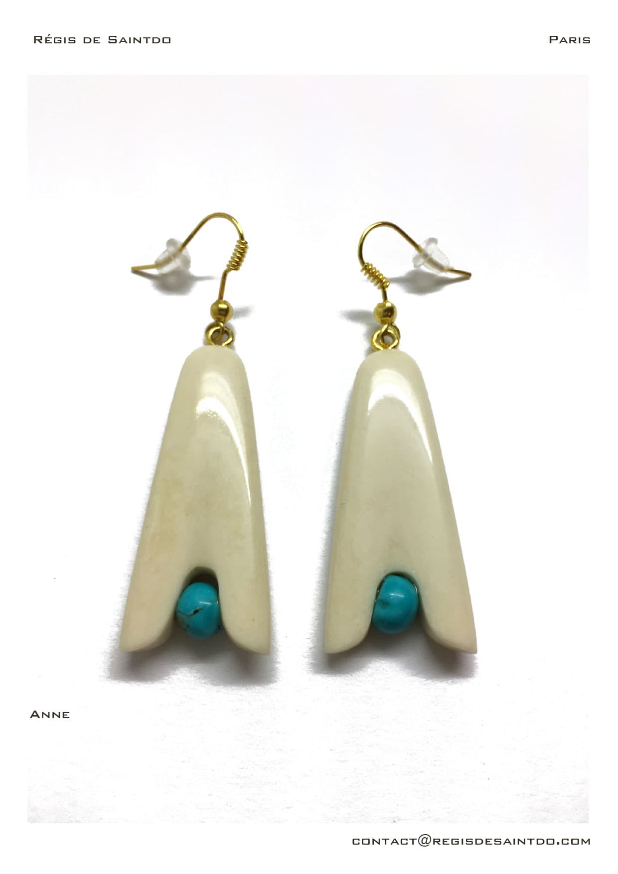 Boucles d'oreilles Anne — os, turquoise