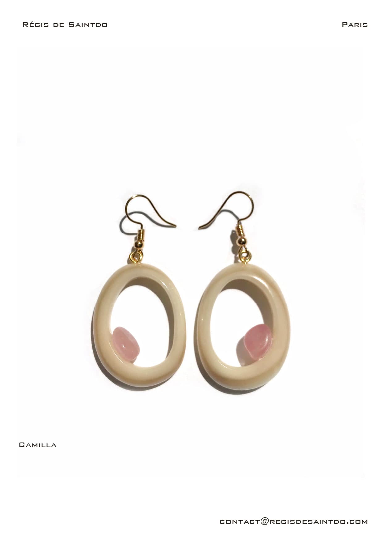 Boucles d'oreilles Camilla — os, quartz rose