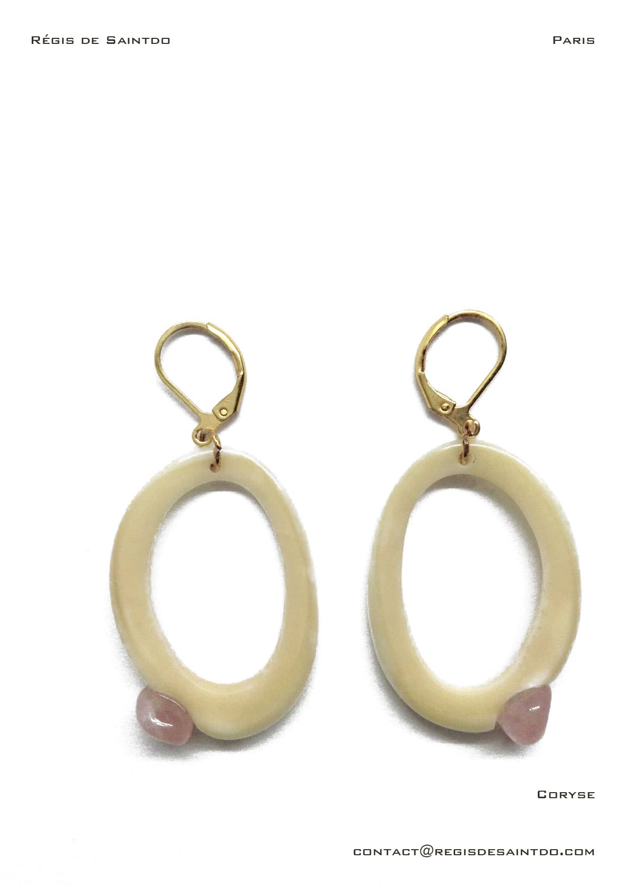 Boucles d'oreilles Coryse — os, quartz rose