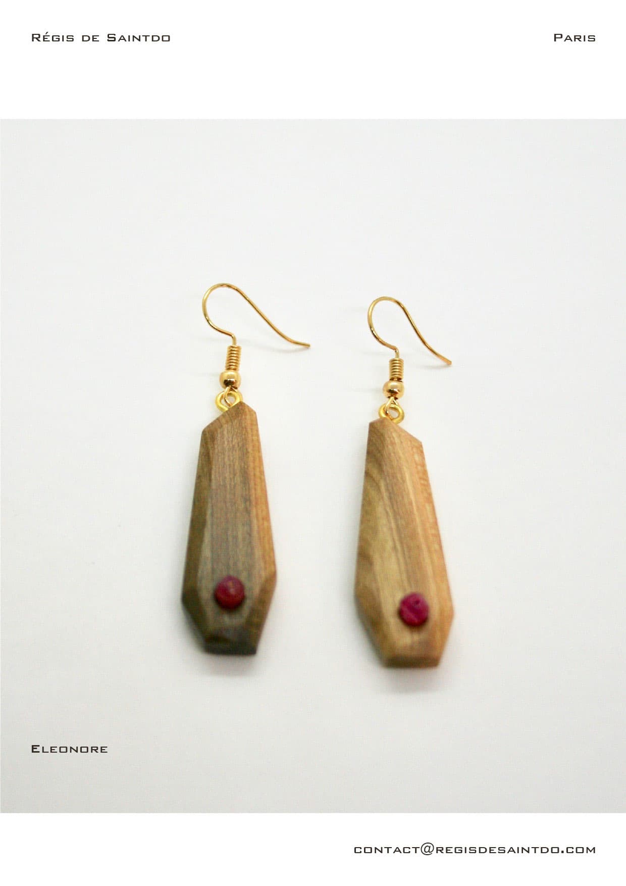 Boucles d'oreilles Eleonore — bois de cerisier, agate