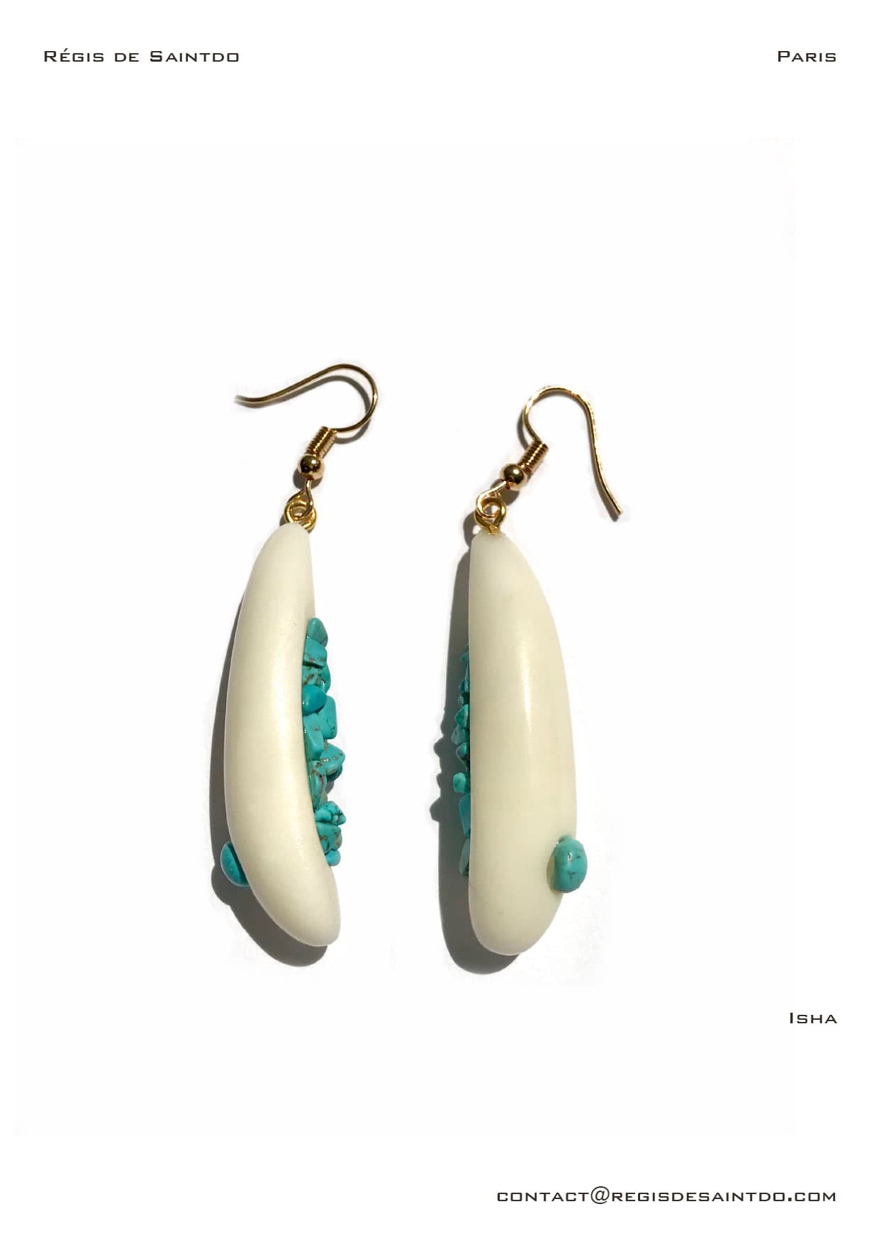 Boucles d'oreilles Isha — ivoire végétal, howlites teintées