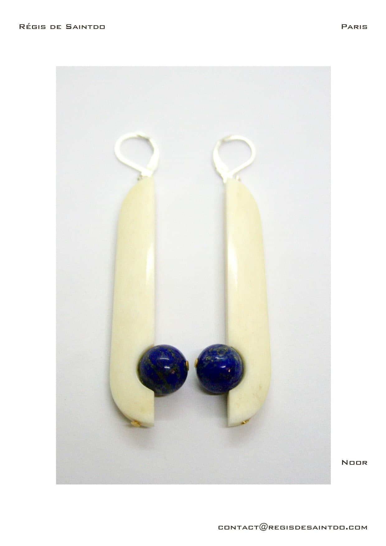 Boucles d'oreilles Noor — os, lapis-lazuli