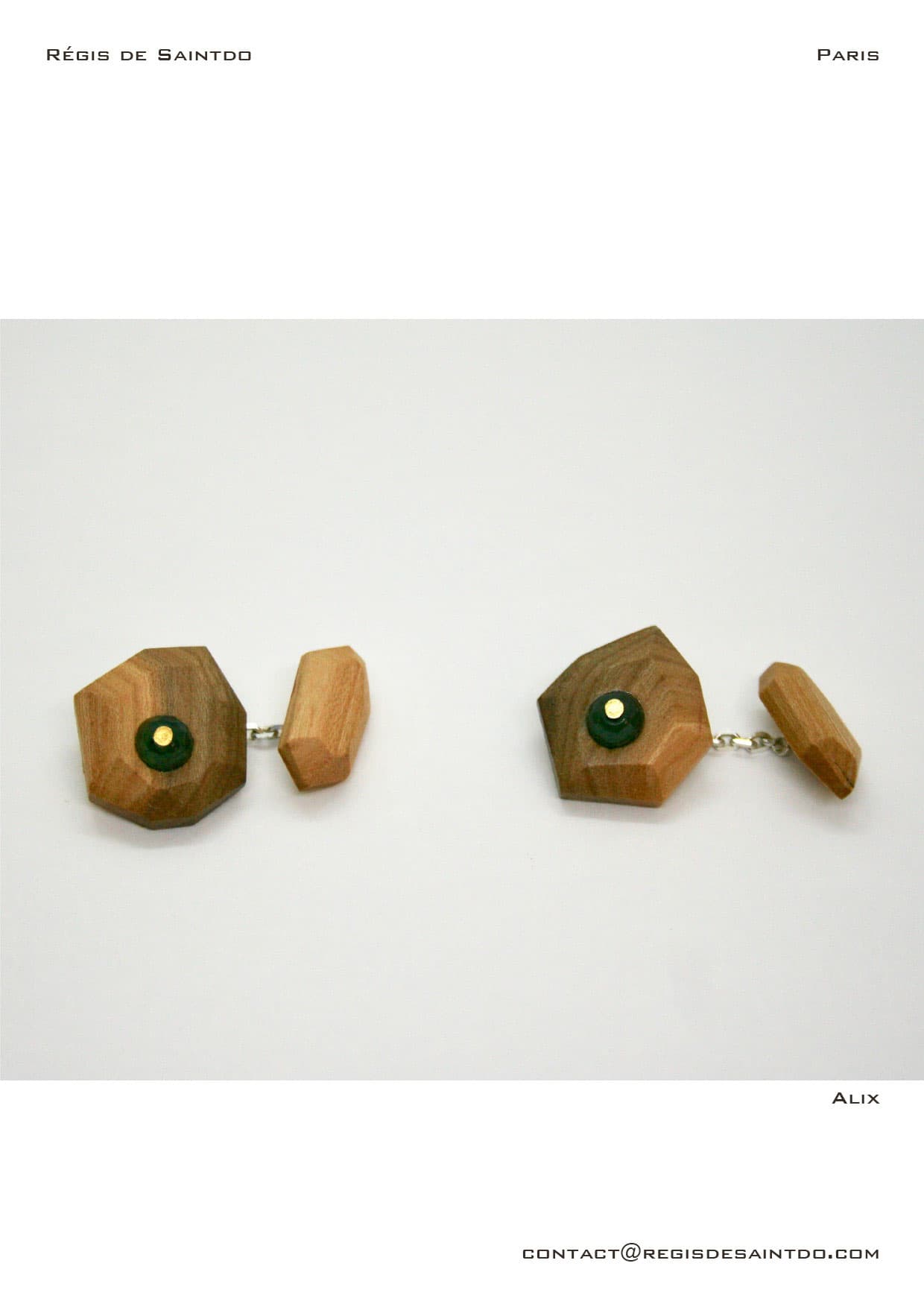 Boutons de manchette Alix — bois de cerisier, agate