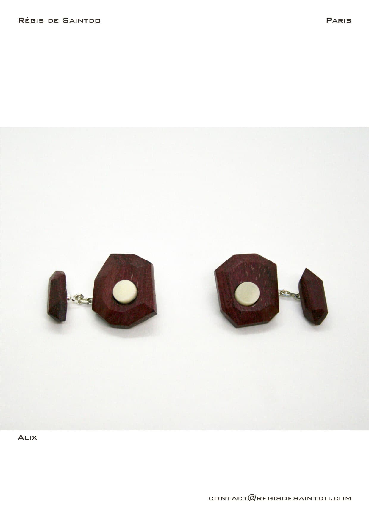 Boutons de manchette Alix — bois d'amarante, agate