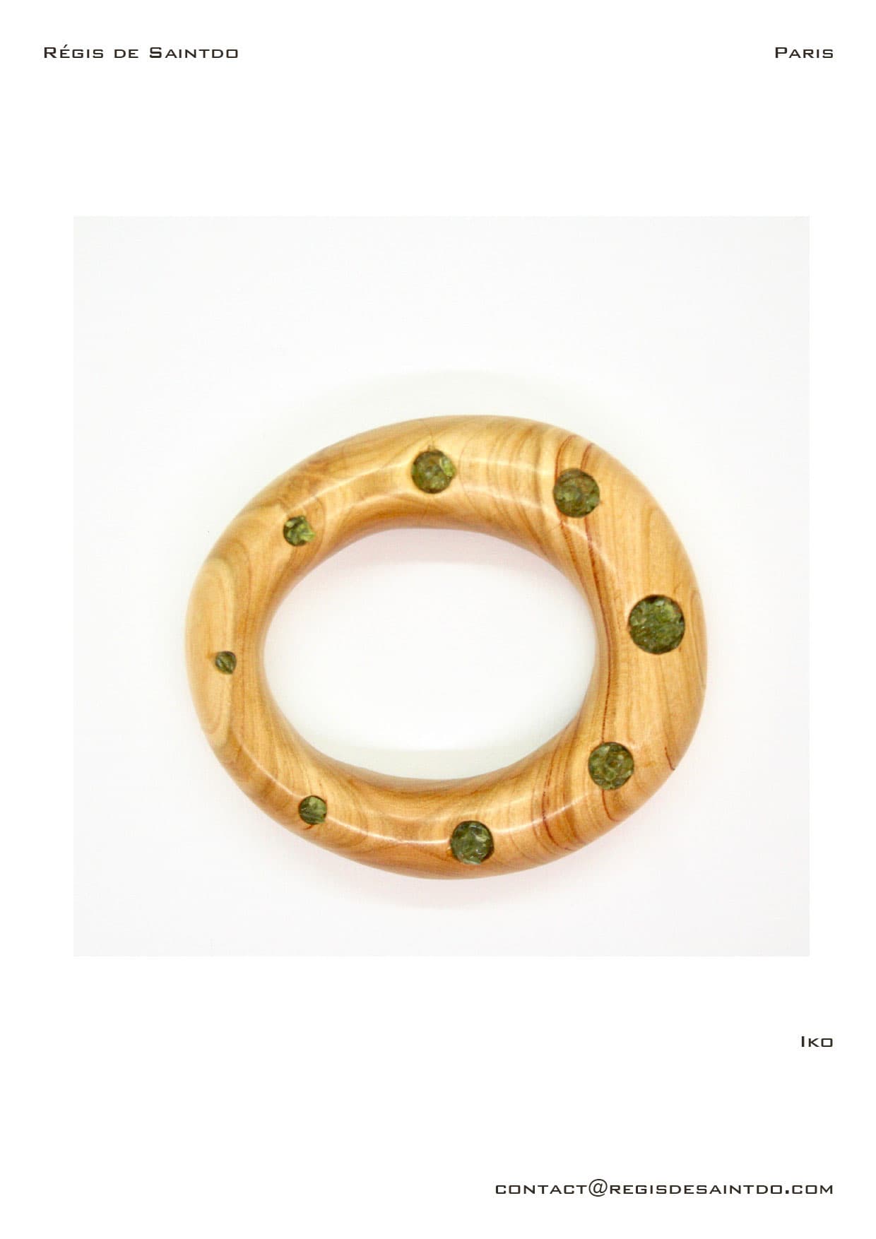 Bracelet Iko — bois de cerisier, péridot