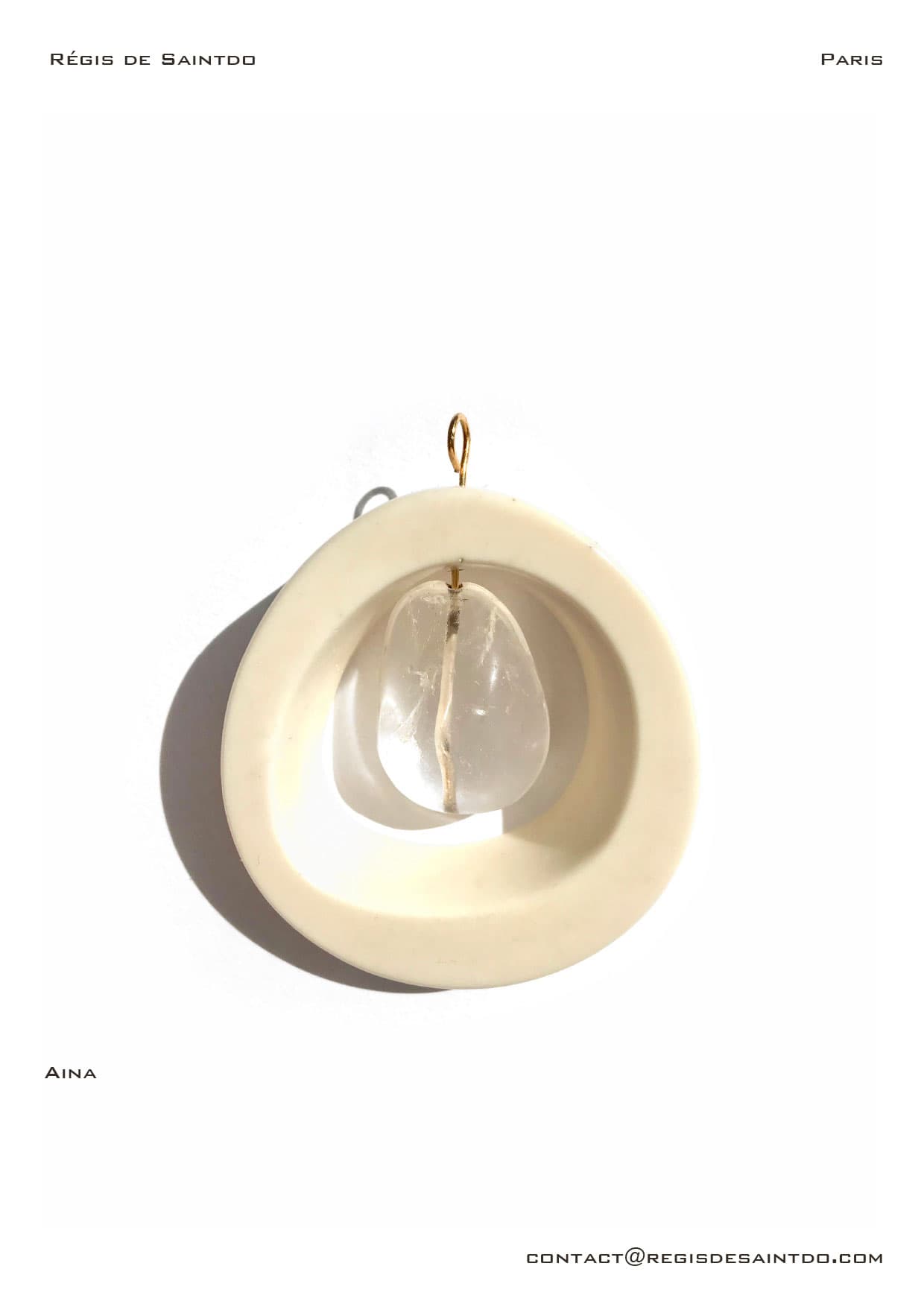 Pendentif Aina — os, cristal de roche