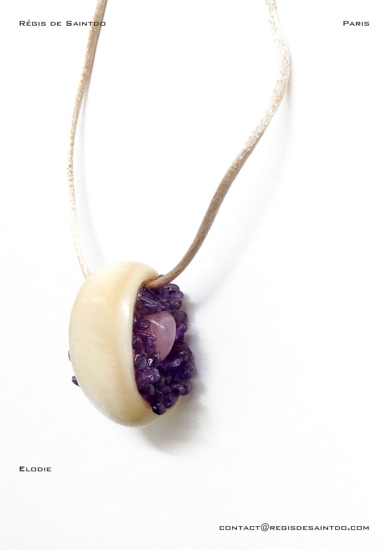 Pendentif Elodie — os, améthyste, quartz rose