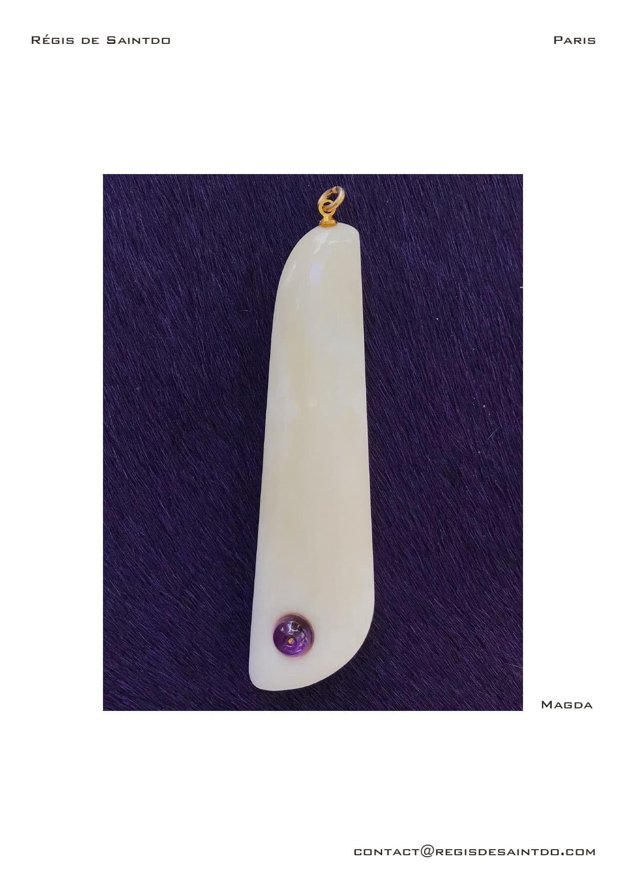 Pendentif Magda — améthyste, os