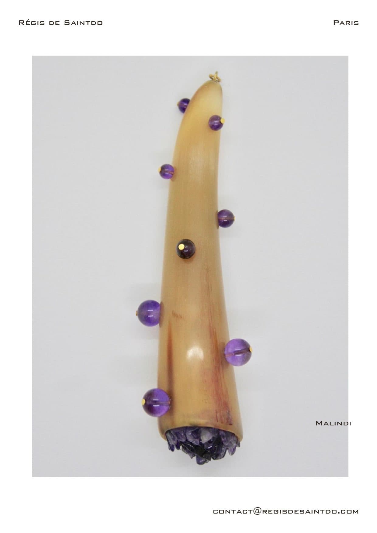 Pendentif Malindi — corne, améthyste