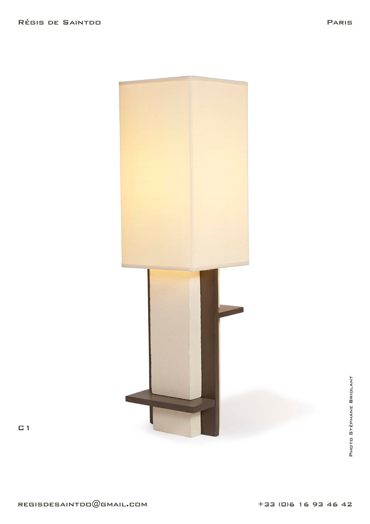 Lampe C1 — céramique blanche brute, céramique brune polie