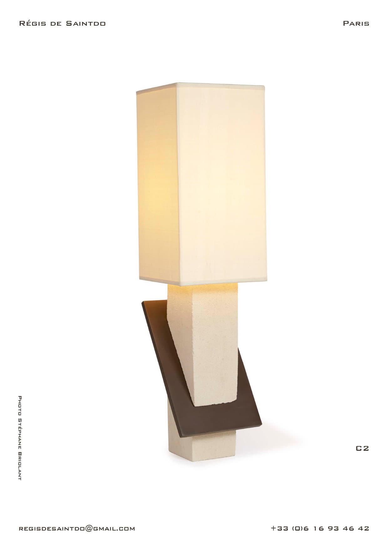Lampe C2 — céramique blanche brute, céramique brune polie
