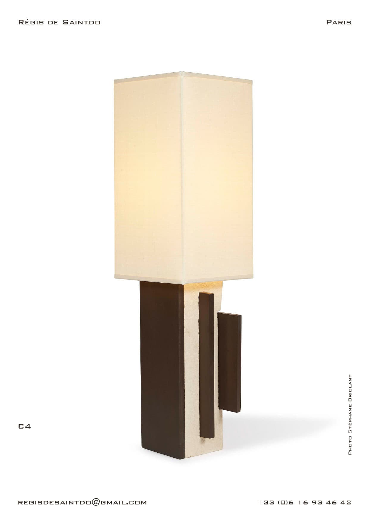 Lampe C4 — céramique blanche brute, céramique brune polie