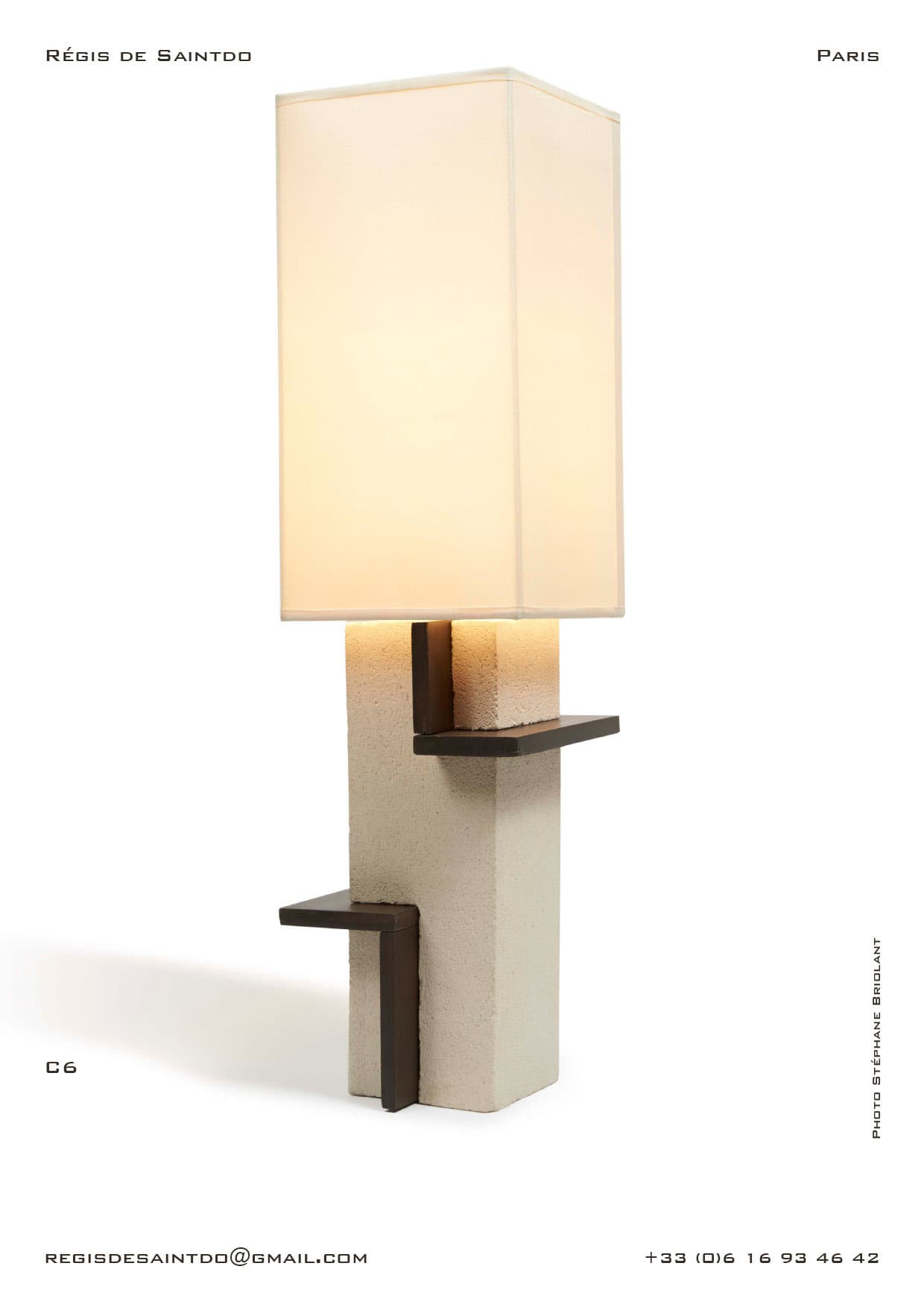 Lampe C6 — céramique blanche brute, céramique brune polie