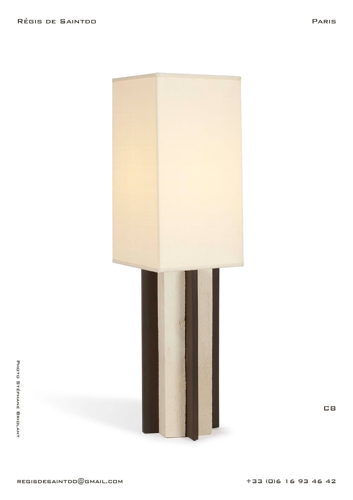 Lampe C8 — céramique blanche brute, céramique brune polie