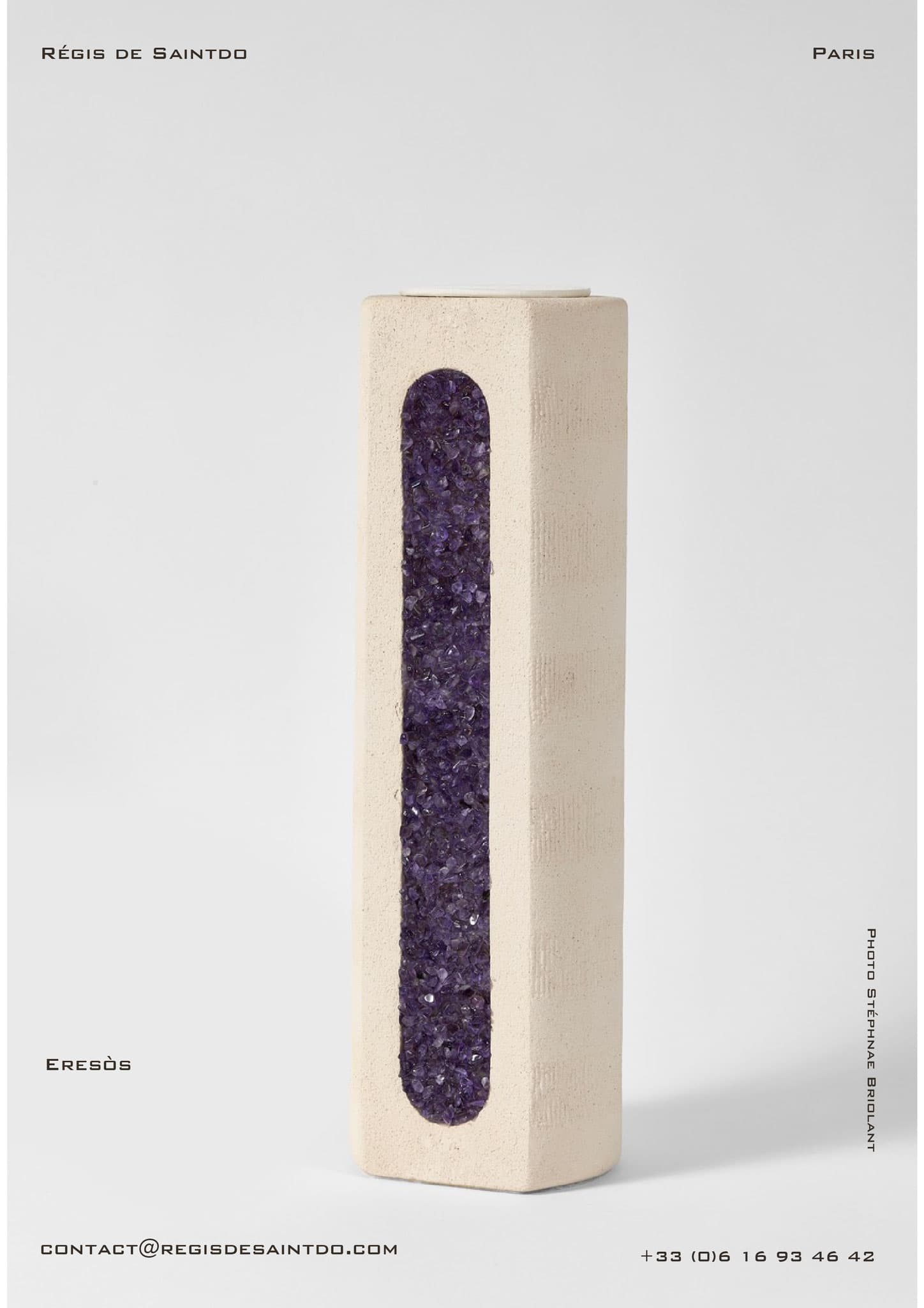 Lampe Eresòs — céramique chamottée, améthystes