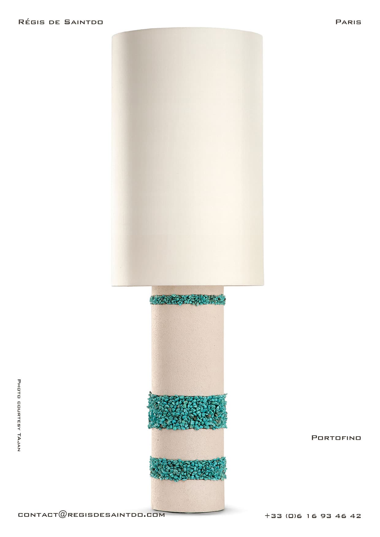 Lampe Ibiza — céramique blanche brute, turquoise