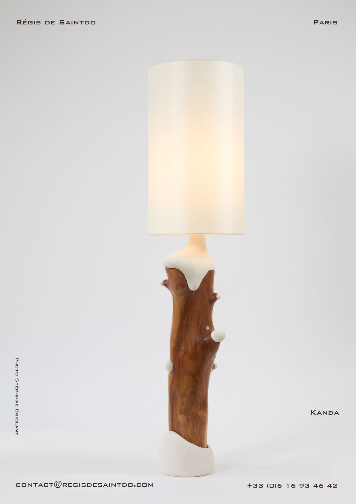Lampe Kanda — bois de cerisier, céramique