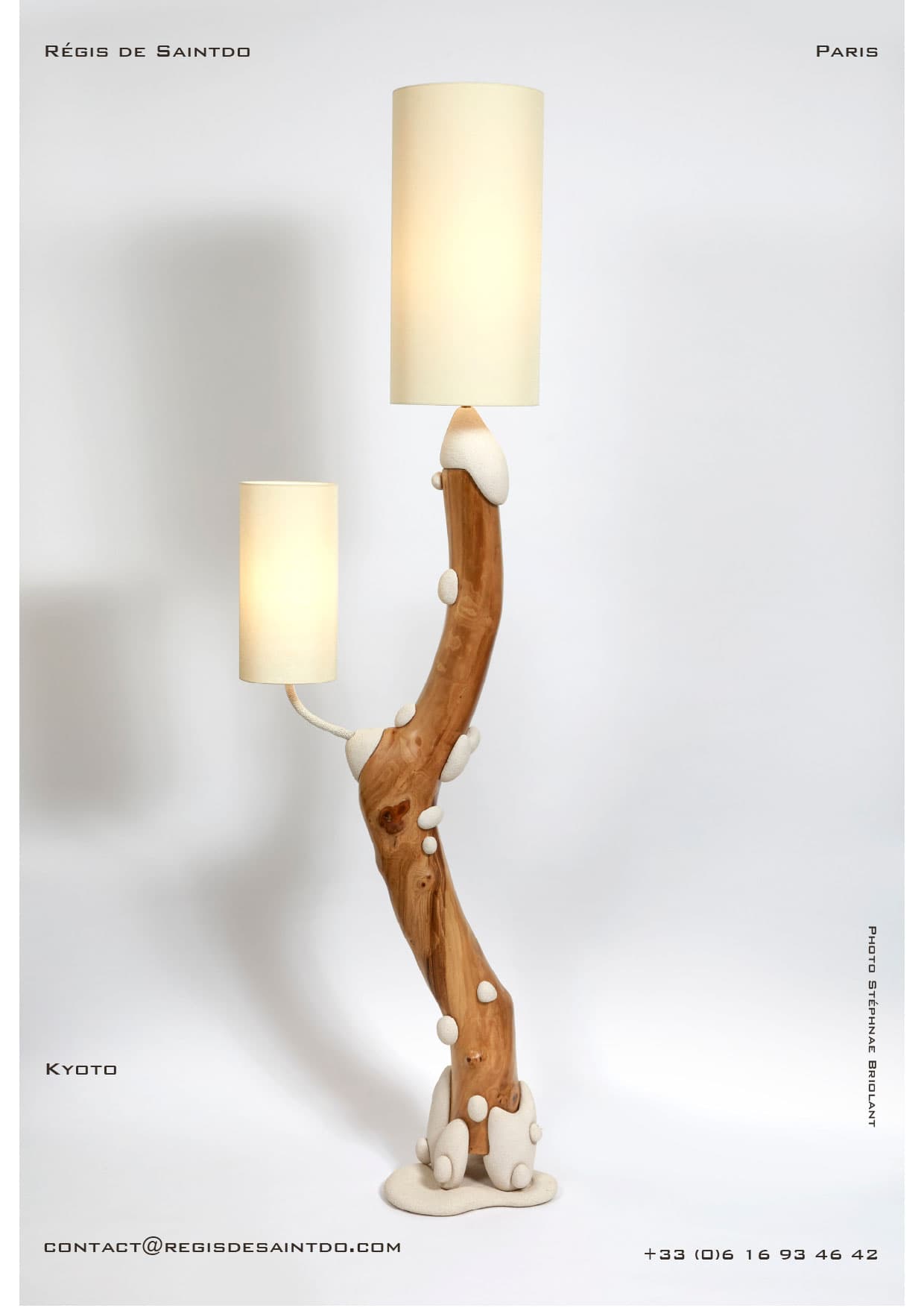 Lampadaire Kyoto — bois de cerisier, céramique