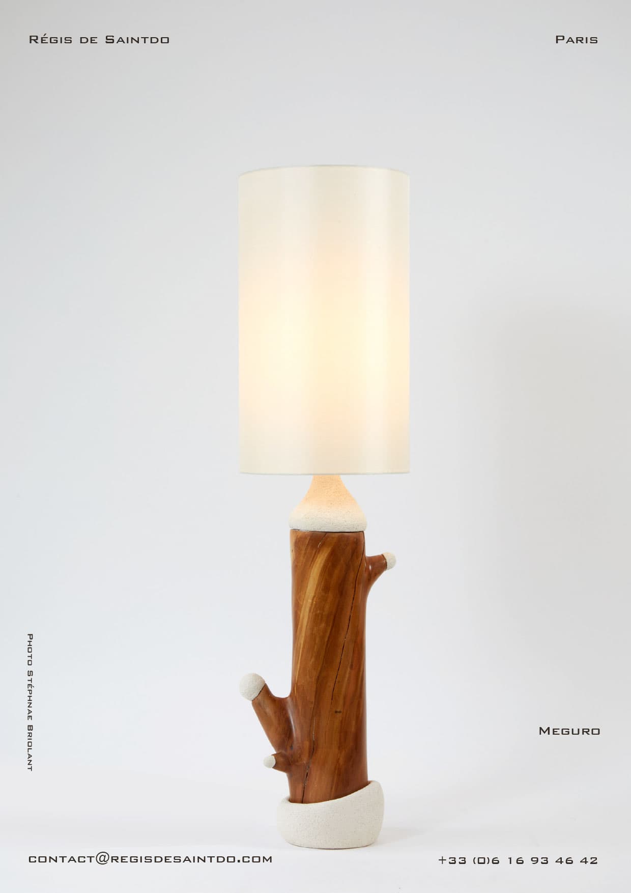 Lampe Meguro — bois de cerisier, céramique