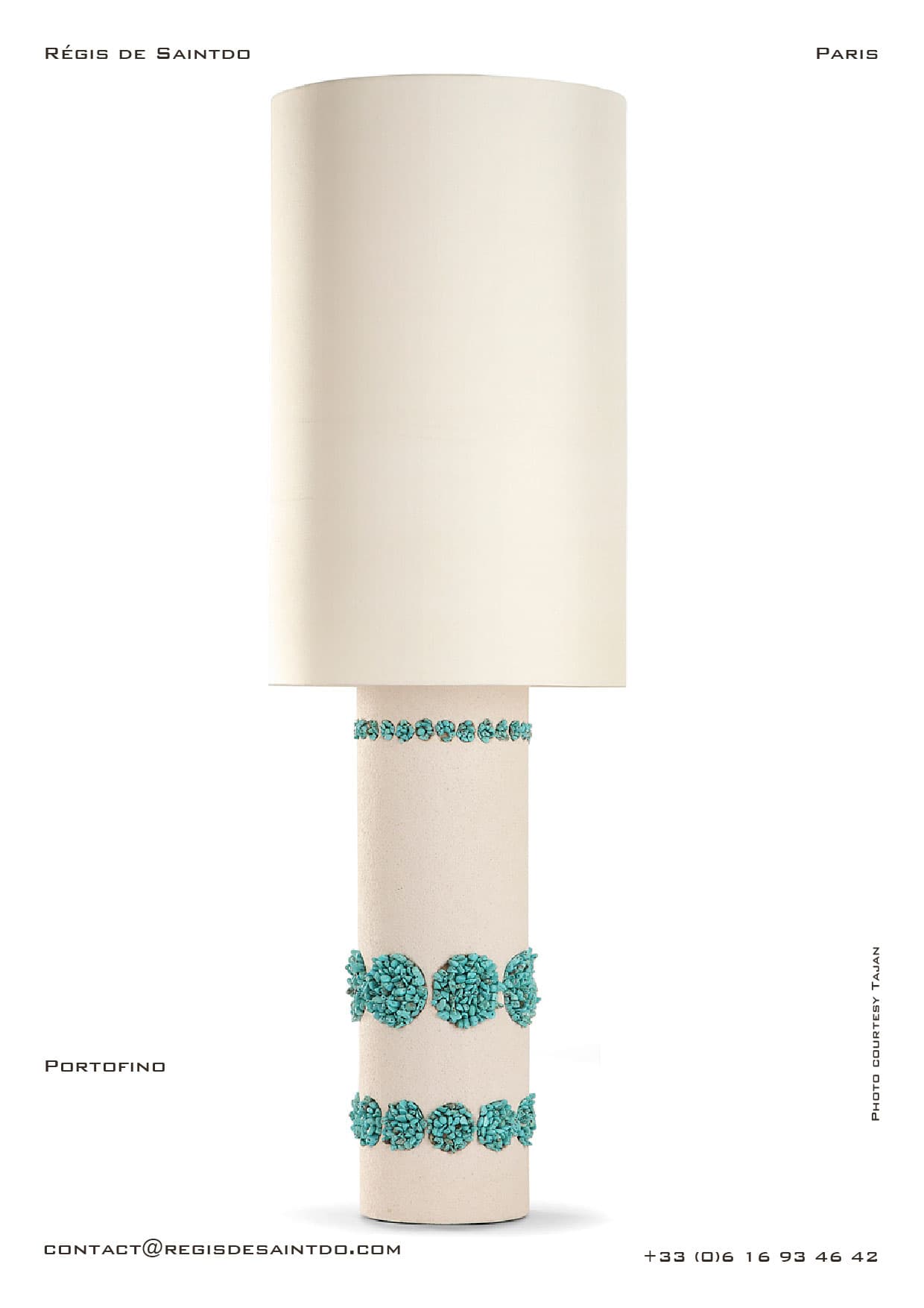 Lampe Portofino — céramique blanche, howlites turquoise