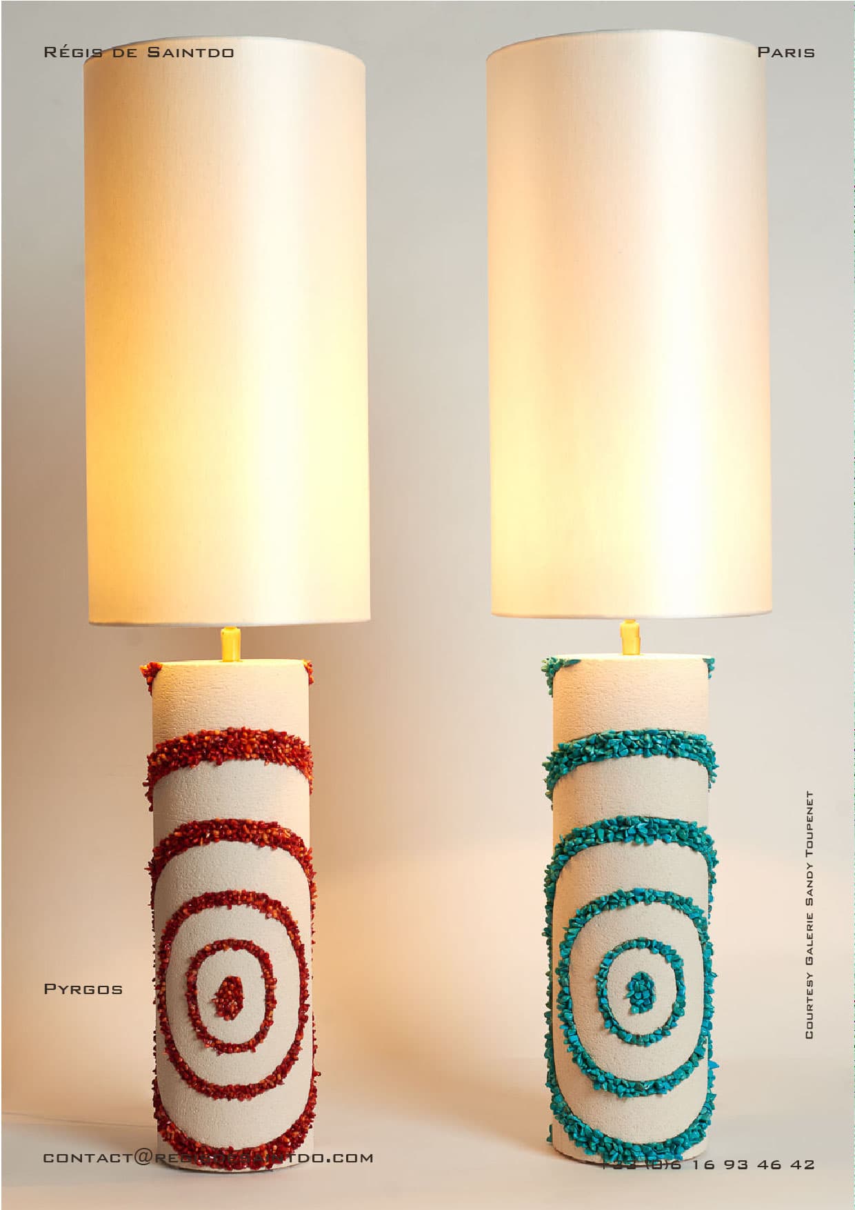 Lampe Pyrgos — céramique, howlites turquoise, corail