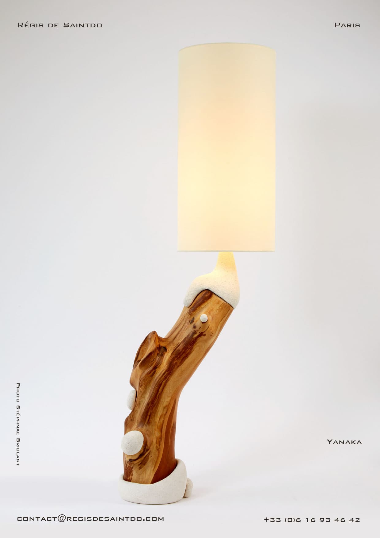 Lampe Yanaka — bois de cerisier, céramique