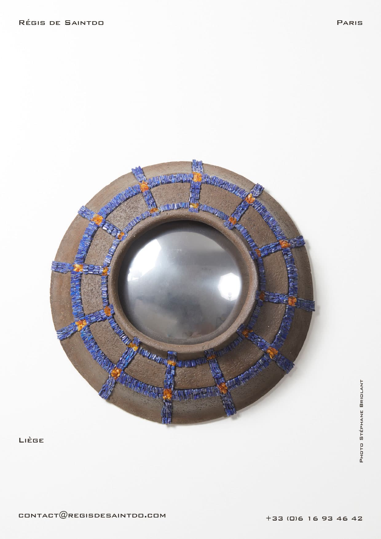 Miroir Liège — céramique, lapis-lazuli, ambre