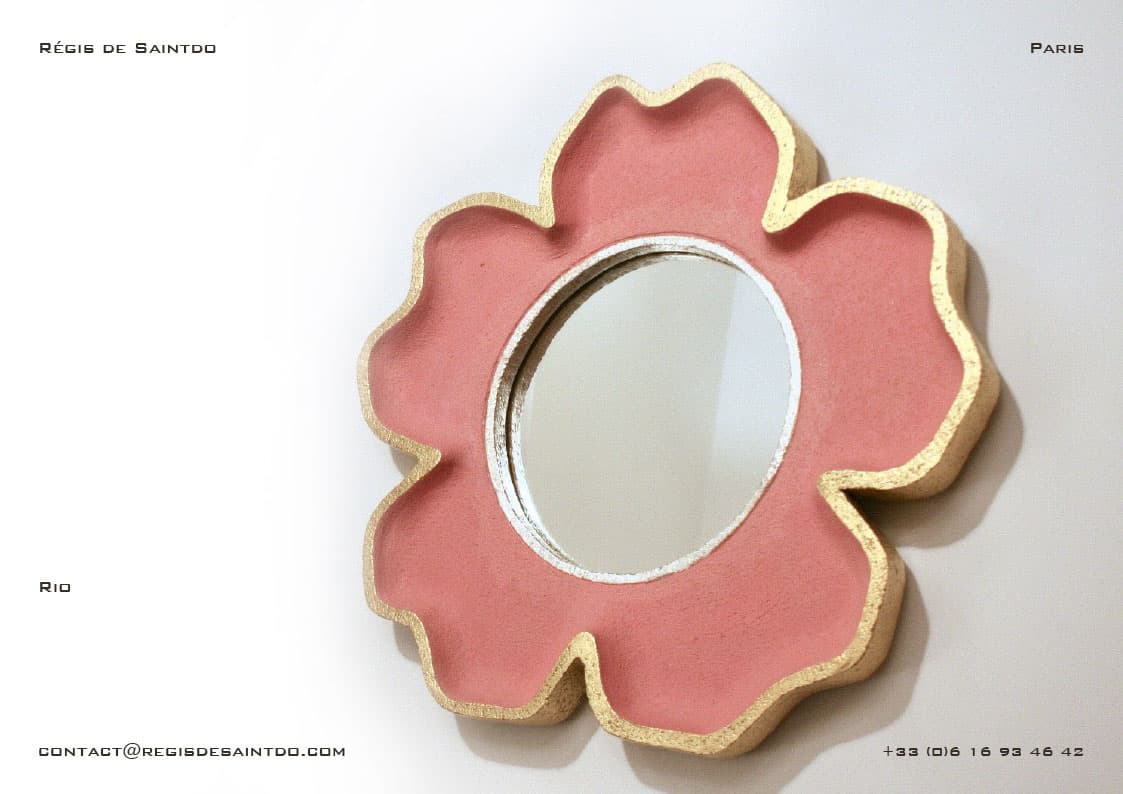 Miroir Rio — céramique, feuille d'or et d'argent