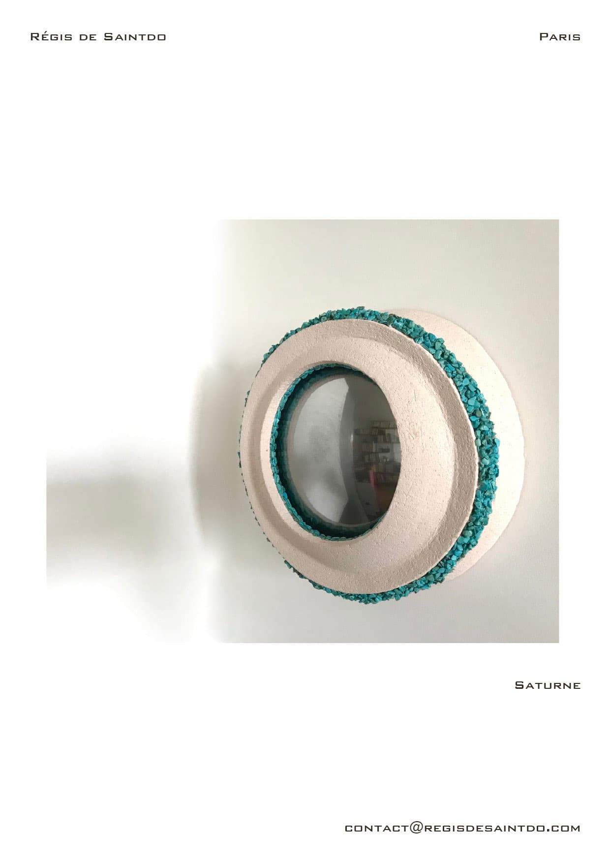 Miroir Saturne — céramique, howlites turquoise