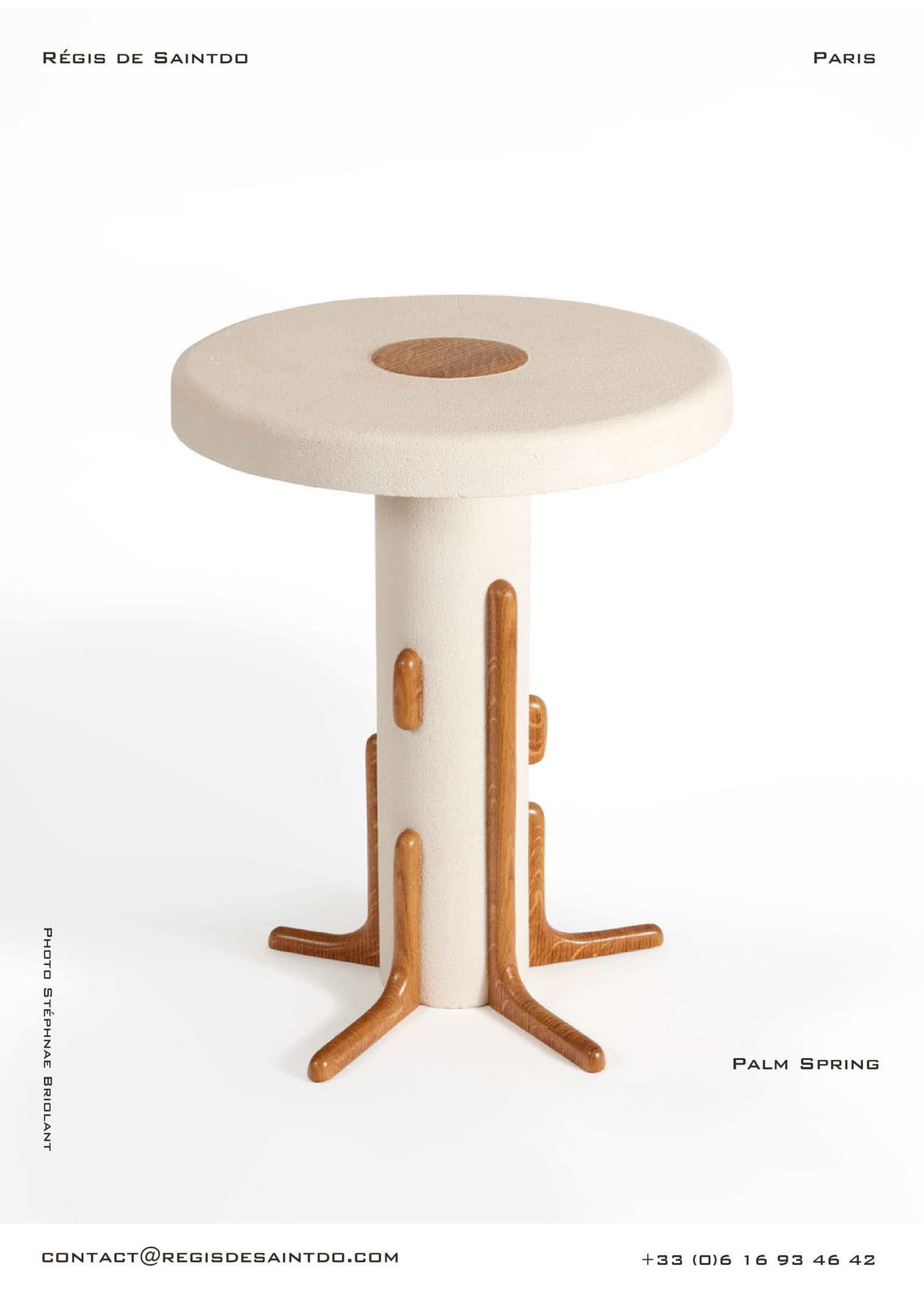 Table Palm Spring — chêne poli, céramique chamottée