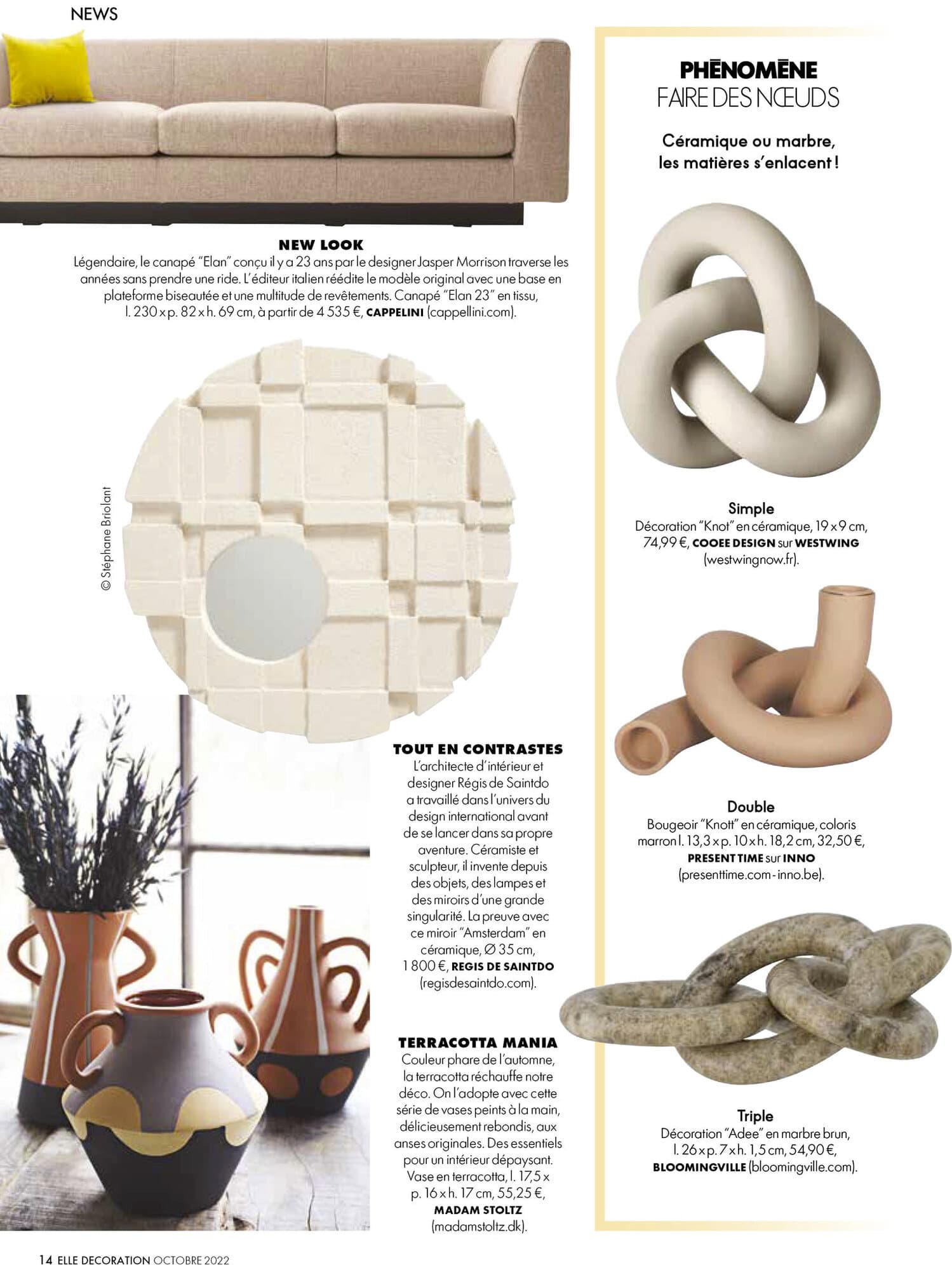 Page de ELLE Décoration Belgique présentant le miroir Amsterdam