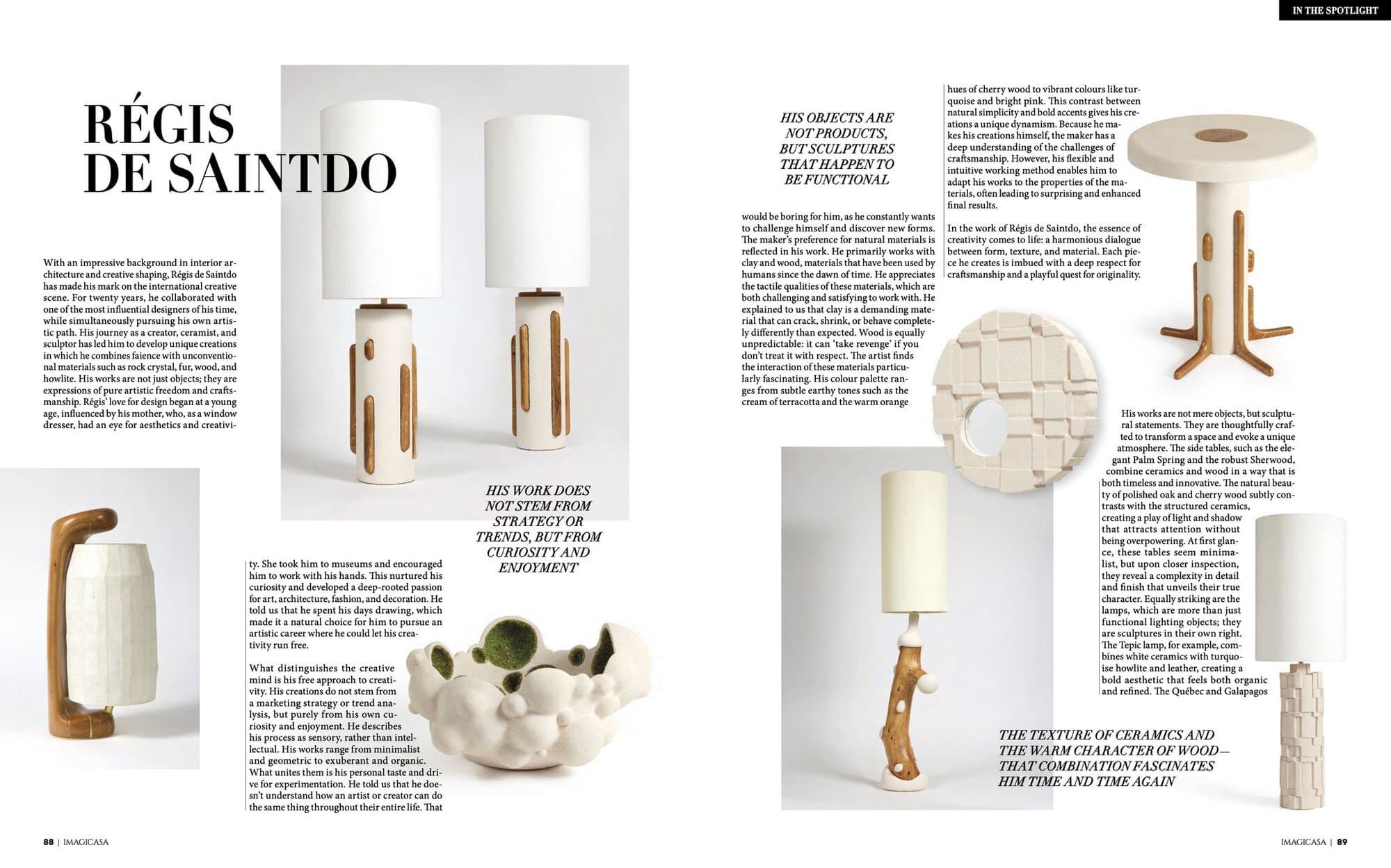 Pages du magazine Imagicasa consacrées à Régis de Saintdo
